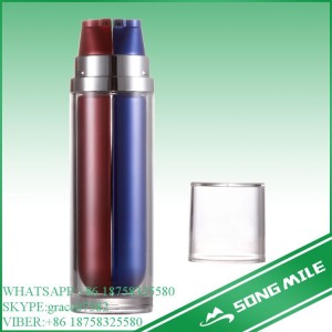 Optional Color Double-Barrelled Plastic Acrylic Bottle for Cosmetic